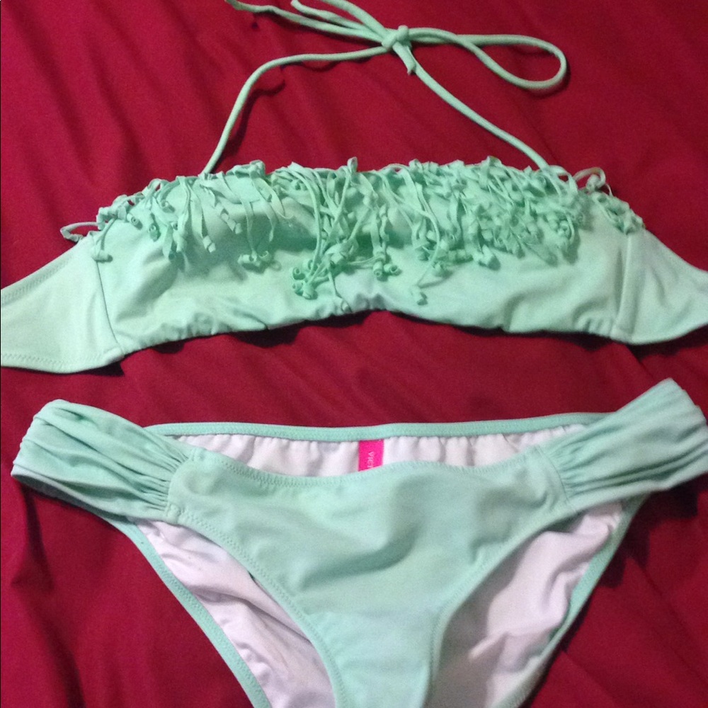 VS light green bikini w fun ruffle detail on top